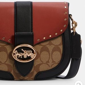 Coach Georgie Saddle Bag in Color Block Signature Canvas